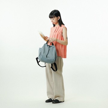 索繩束口文青小後背包S號 EMMA ECO (淡綠藍) | 休閒旅行雙肩包