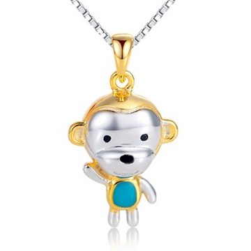925純銀項鍊 吊墜-簡約可愛猴子造型母親節情人節生日禮物女飾品73fy115【獨家進口】【米蘭精品】