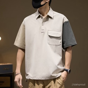 M-8XL 臺灣出貨 美式 夏季 新款 速幹山係戶外撞色POLO衫 男 潮牌寬鬆襯衫翻領 短袖T恤 NDY3