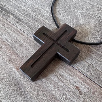 原木十字架掛飾－與主同行 汽車掛飾 鑰匙圈 項鍊