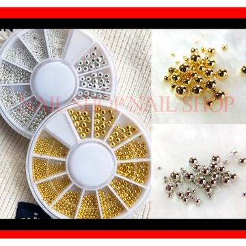 nail shop 綜合圓形金珠銀珠/丸型金珠鑽盤（超精緻大小綜合火熱上市）另售圓形卯釘、圓形珍珠、丸型卯釘、金條/銀條