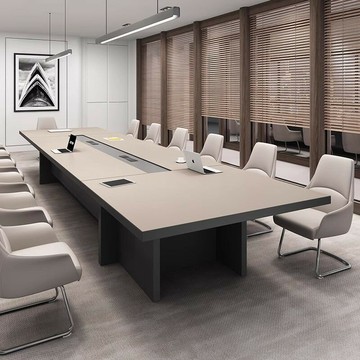 會議桌 長桌 洽談桌 免運 附發票 膚感板材大型會議室會議桌長桌簡約現代洽談接待辦公桌椅組合