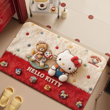 交換禮物🌺🌺Hello Kitty立體可愛浴室地墊浴室吸水地墊家用門口腳墊卡通地毯_.shiting