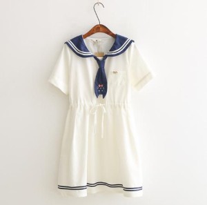 特価 新作 半袖 ワンピース マリン風 セーラー風ワンピース セーラー ワンピース セーラー服 ワンピ セーラーカラー 学院風 通販 Lineポイント最大1 0 Get Lineショッピング