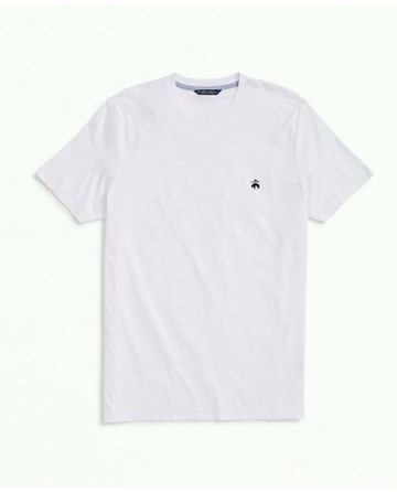Brooks Brothers Men's Washed Supima Cotton Logo Crewneck T-Shirt | White | Size XL