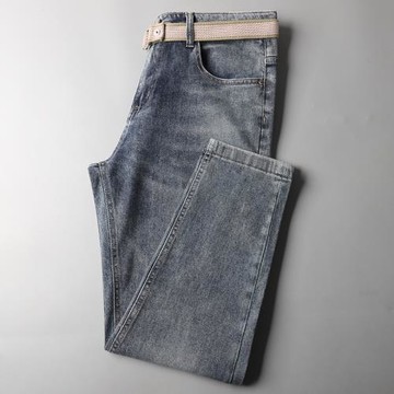 外貿剪標牛仔褲男春夏季新款男士修身小腳潮流高端時尚彈力九分褲