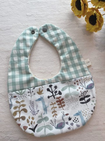 植物園裡的訪客     手工純棉六層紗水滴圍兜口水巾