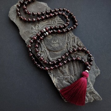 Siddha 瑪瑙手珠 - 海底輪 108顆 柘榴石 誦經瑪瑙 靜心項鍊