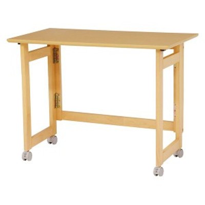 テーブル 折りたたみテーブル キャスター付 幅80×高さ55 ナチュラル 机 デスク 折り畳み