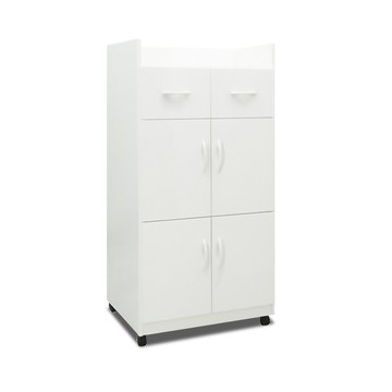 ASSARI-防潮防蛀塑鋼緩衝四門二抽碗盤櫃-附輪(寬64x深42x高胡桃