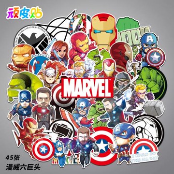 初代復仇者鋼鐵俠雷神美隊綠巨人鷹眼黑寡婦貼紙卡通行李箱貼防水