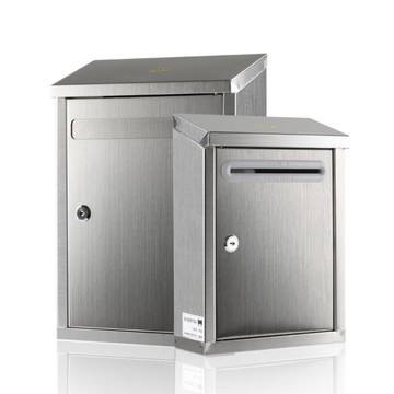 斜面大號不銹鋼信箱掛牆帶鎖建議箱舉報箱室外防水信報箱意見箱【摩可美家】