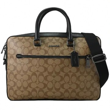COACH CR270 經典LOGO印花手提兩用公事包.駝/黑