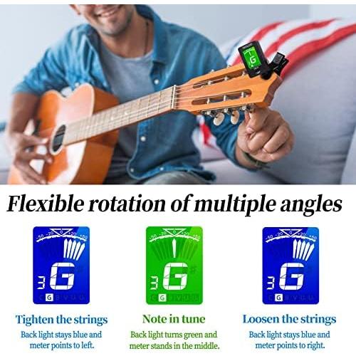 Guitar Tuner and Guitar Capo, Clip-On Tuner with Rosewood Color Capo for Acoustic Electric Guitar Bass Ukulele並行輸入