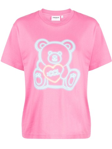 CHOCOOLATE - teddy-bear print cotton T-shirt - women - Cotton - S - Pink