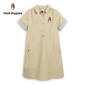 Hush Puppies 洋裝 女裝簡約半開襟刺繡狗洋裝