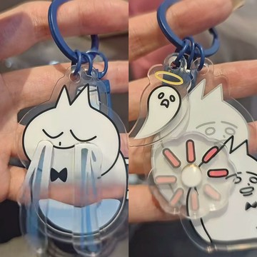 💎平臺優推💎小紅書衕款領結貓搞怪創意旋轉包包亞克力可愛鑰匙扣掛件