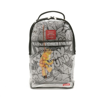 SPRAYGROUND 文字塗鴉鋸齒鯊透明大容量後背包 黑色 G683564