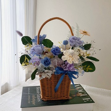 樺坊/客製化禮物/永生花花籃/入厝花禮/開幕花禮/竹籃