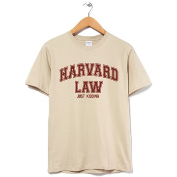 HARVARD LAW JUST KIDDING 中性短袖T恤 3色 哈佛法律系開玩笑趣味幽默潮T班服禮物【現貨】