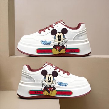 原創女鞋米奇聯名老爹鞋韓版小白鞋2024新款百搭厚底增高休閑板鞋