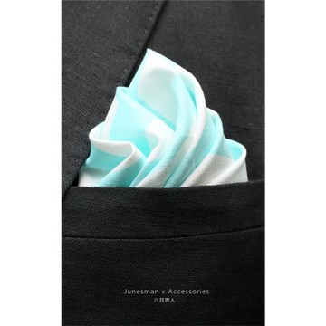 W! 六月男人 手工卷邊 西服胸口袋巾男士西裝小方巾 蒂芙尼藍