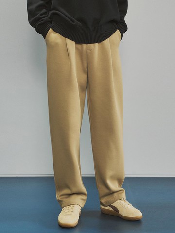 Banding One Tuck Wide Pants_Beige