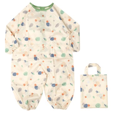 akachan honpo - 長袖連身防髒衣-防潑水加工-象牙白色