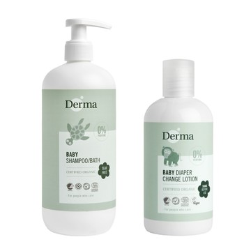 丹麥 Derma 乾洗屁屁防護乳250ml+洗髮沐浴露500ml