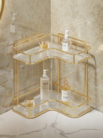 輕奢衛生間置物架三角臺面亞克力洗手洗漱臺浴室廁所轉角收納架子【步行者戶外生活館】