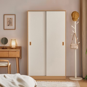 hoi!林氏木業北歐小戶型1M滑門衣櫃 LS466-原木+白色