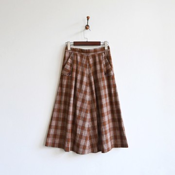【蛋植物古著】木格圓舞絨面高腰古著長裙