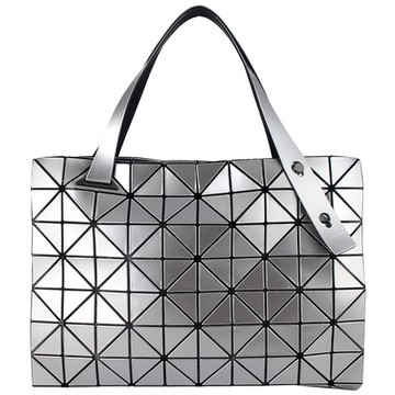 ISSEY MIYAKE 三宅一生 BAOBAO 銀色亮面三角格8x10托特包