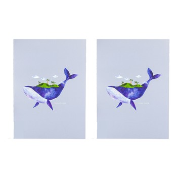 conifer 綠的事務 膠裝易撕筆記本 柔伊插畫Ⅳ聯名款 16K方格 2本  鯨之綠洲 藍色