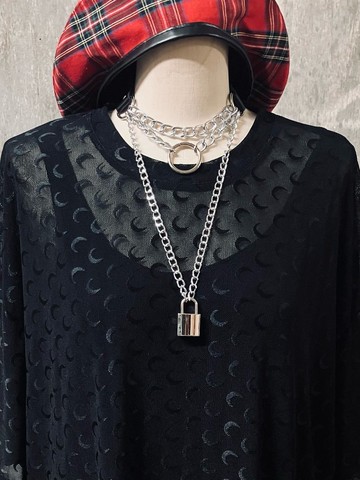 圓環鎖頭頸鍊/黑/紅/粉/銀/F尺寸/hellcatpunks/hcp-ac-0198