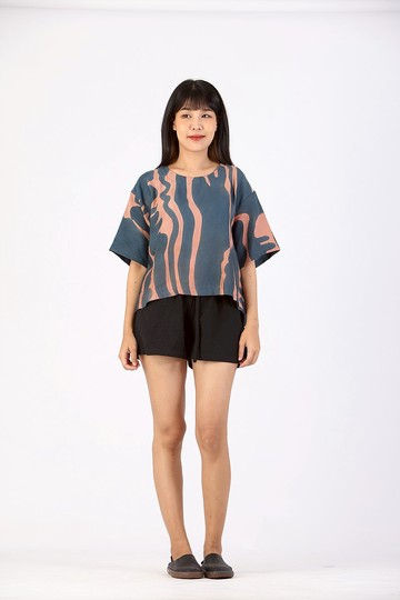 Blouse Kimono Linen Silk Hand paint For Summer Beach