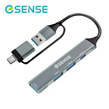 Esense逸盛  USB3.2 GEN1 4埠 HUB AC雙接頭 ELS267(3A+1C)