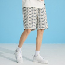 短褲 夏天穿著速乾冰絲抽繩短褲 透素面褲子 寬鬆 短男 涼感褲 冰感降溫 彈性褲 運動健身