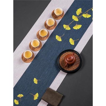 新中式中國風復古防水茶席套裝意手繪茶旗茶臺布荷花高檔輕奢高端