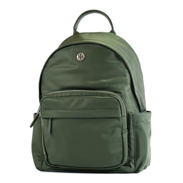 TORY BURCH 金屬標高密度尼龍雙側置物拉鍊後背包-羅勒綠