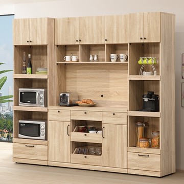 Homelike 喜家居7.5尺組合餐櫃-梧桐色(2247)-226x40x201cm