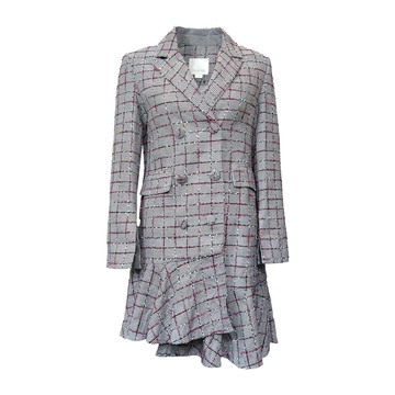 EVA格紋魚尾雙排釦外套