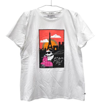 KARL LAGERFELD 白色卡爾鐵塔短袖上衣