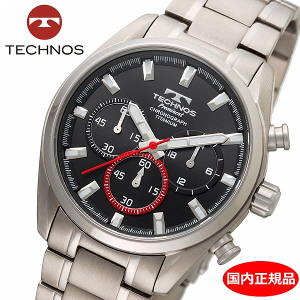 テクノス】 TECHNOS 腕時計 メンズ クロノグラフ ブラック文字盤