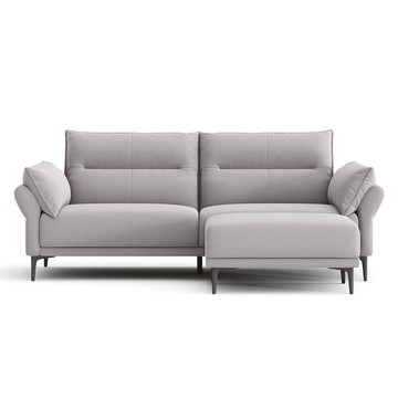 hoi!林氏木業北歐簡約貓抓布高背三人布沙發2.2M+腳凳 TBS380 灰色