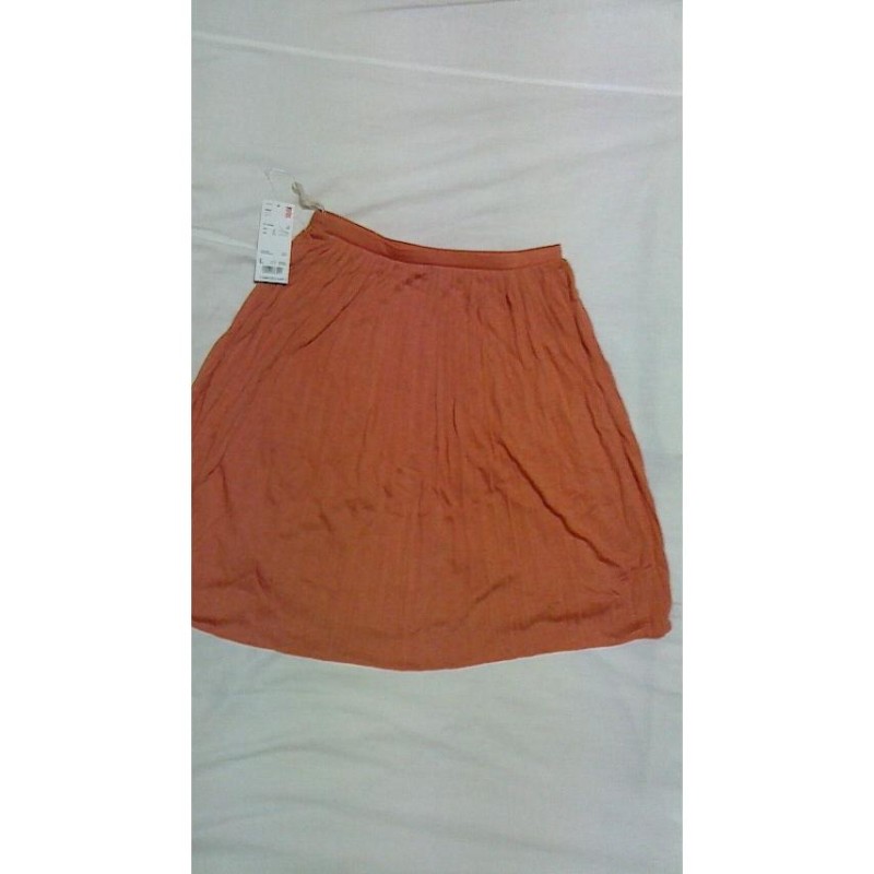 プリーツスカート ユニクロ レディース Ｌ 総丈50cm オレンジ | LINE