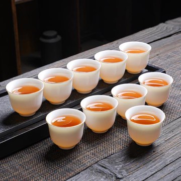 白瓷功夫茶杯6只裝小茶杯茶具品茗杯客人杯陶瓷喝茶辦公家用泡茶