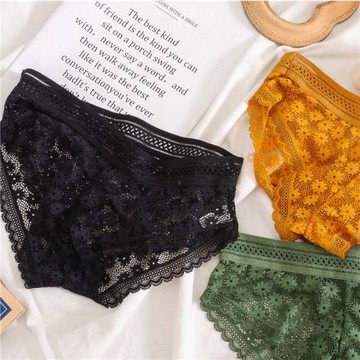 MIKO 2件裝 性感蕾絲內褲女法式輕薄舒適彈力親膚女士內褲三角褲