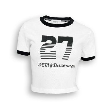 [HORMES](DCM2501)DISCERNMENT 27 DCM 草寫字體 短版 顯胸 顯瘦 彈性 螺紋