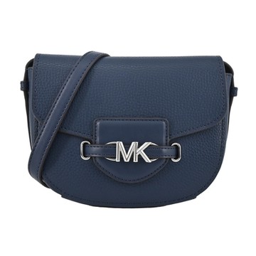 MICHAEL KORS REED 荔枝紋LOGO磁吸翻蓋斜背包-小/藍